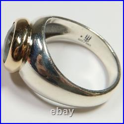 JAMES AVERY Sterling Silver & 14K 8.3g Sz 7 Regent Oval Aqua Spinel Ring #51774K