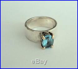 JAMES AVERY Sterling Silver, 14K Gold & Blue Topaz Julietta Ring Size 5