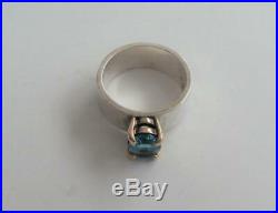 JAMES AVERY Sterling Silver, 14K Gold & Blue Topaz Julietta Ring Size 5