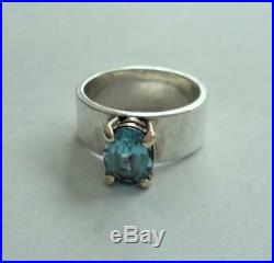 JAMES AVERY Sterling Silver, 14K Gold & Blue Topaz Julietta Ring Size 5