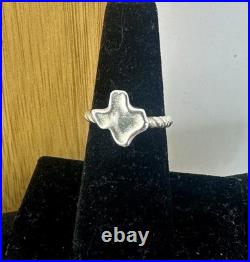 JAMES AVERY Sterling Silver Outline State of Texas Twisted Cable Ring RETIRED