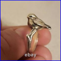 JAMES AVERY Sterling Silver RETIRED 3D Bird On A Branch Ring Sz 4.75 NICE