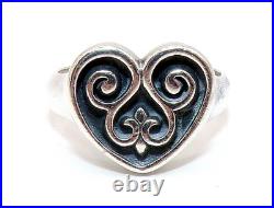 JAMES AVERY Sterling Silver RETIRED Scroll HEART Love Ring Sz 8 & 7 Gr