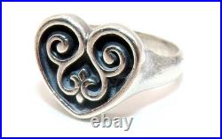 JAMES AVERY Sterling Silver RETIRED Scroll HEART Love Ring Sz 8 & 7 Gr