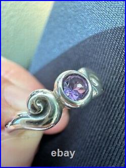 JAMES AVERY Sterling Silver SCROLL RING with AMETHYST Size 6.5 RETIRED