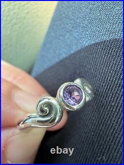 JAMES AVERY Sterling Silver SCROLL RING with AMETHYST Size 6.5 RETIRED