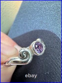 JAMES AVERY Sterling Silver SCROLL RING with AMETHYST Size 6.5 RETIRED