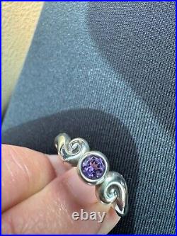 JAMES AVERY Sterling Silver SCROLL RING with AMETHYST Size 6.5 RETIRED