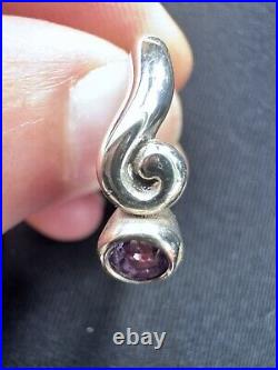 JAMES AVERY Sterling Silver SCROLL RING with AMETHYST Size 6.5 RETIRED