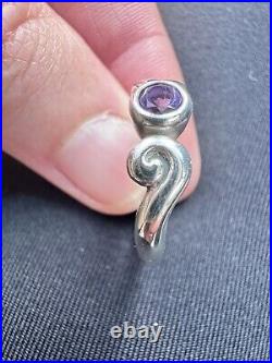 JAMES AVERY Sterling Silver SCROLL RING with AMETHYST Size 6.5 RETIRED