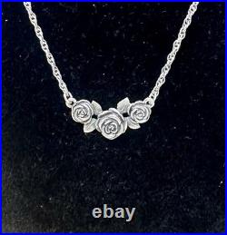 JAMES AVERY Sterling Silver Small Rose Ring & Cluster Rose Pendant Necklace Set