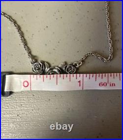 JAMES AVERY Sterling Silver Small Rose Ring & Cluster Rose Pendant Necklace Set