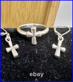 JAMES AVERY Sterling Silver St Teresa Cross Earrings & Ring Set RETIRED