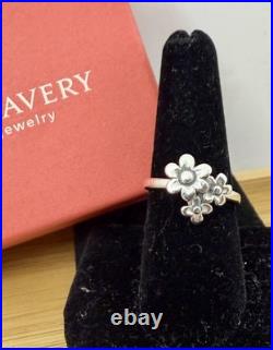 JAMES AVERY Sterling Silver Three Flowers Daisy Floral Cluster Ring RETIRED 7.5