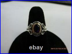 JAMES AVERY retired 14K Gold & Sterling Silver DOUBLE SCROLL AMETHYST ring Sz 5