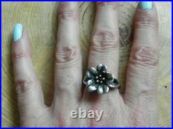 James AverySterling Silver & 14k FLOWER Ring size 8 Retired