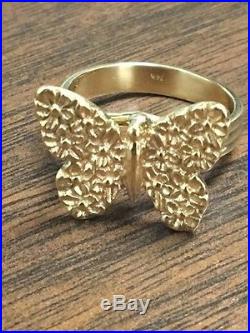 James Avery 14K Gold Flowered Butterfly Ring Size 7 3/4