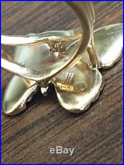 James Avery 14K Gold Flowered Butterfly Ring Size 7 3/4