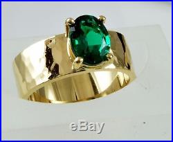 James Avery 14K Gold Julietta style ring, with lab created emerald, size 6