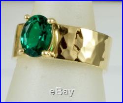 James Avery 14K Gold Julietta style ring, with lab created emerald, size 6