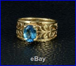 James Avery 14K Gold Open Adorned Ring, with blue topaz, size 6.5