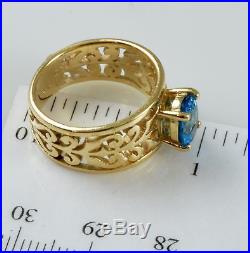 James Avery 14K Gold Open Adorned Ring, with blue topaz, size 6.5