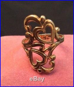 James Avery 14K Gold Scrolled Heart to Heart Ring Size 6 1/2 Rare Retired
