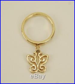 James Avery 14K Gold Spring Butterfly Charm Dangle Ring Size 4.75 Retired