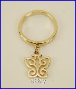 James Avery 14K Gold Spring Butterfly Charm Dangle Ring Size 4.75 Retired