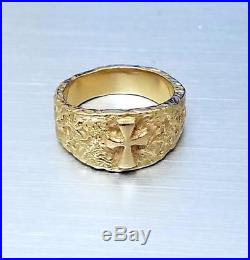 James Avery 14K Gold Textured Nugget Raised Crosslet Cross Ring Size 9 1/2