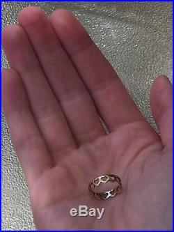 James Avery 14K Gold Tiny Hearts Crown Band Ring size 3 heart