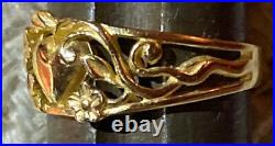 James Avery 14K Solid Yellow Gold Heart Flower Ring Size 8.5