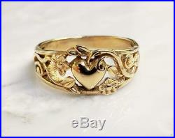 James Avery 14K Solid Yellow Gold Heart Flower Ring Sz 8.75 4.6grams CS-432