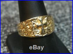 James Avery 14K YG Textured Raised Cross Gold Ring Retired