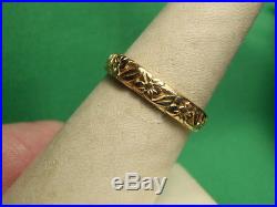 James Avery 14K Yellow Gold 4MM Floral Eternity Band Ring 2.8 Grams Size 7.5