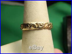James Avery 14K Yellow Gold 4MM Floral Eternity Band Ring 2.8 Grams Size 7.5