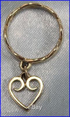 James Avery 14K Yellow Gold Eternity Charm Ring with Heart Scroll Charm Size 3.25