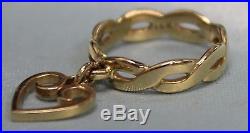 James Avery 14K Yellow Gold Eternity Charm Ring with Heart Scroll Charm Size 3.25