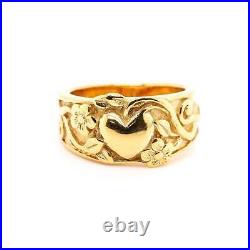 James Avery 14K Yellow Gold Heart & Flower Ladies Ring