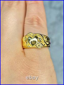 James Avery 14K Yellow Gold Heart & Flower Ladies Ring