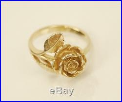 James Avery 14K Yellow Gold Large Rose Ring 6.03g Size 7 Retired