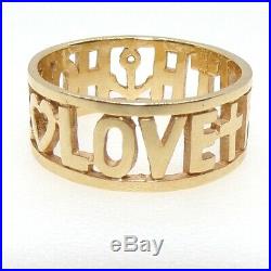 James Avery 14K Yellow Gold Ring Faith Hope Love Wide Band Size 9 LFF4