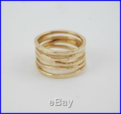 James Avery 14K Yellow Gold STACKED HAMMERED Ring Size 9