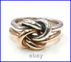 James Avery 14K Yellow Gold Sterling Silver Original Lovers Knot Ring Sz 6 LLK