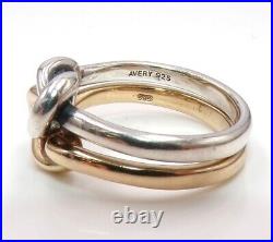 James Avery 14K Yellow Gold Sterling Silver Original Lovers Knot Ring Sz 6 LLK