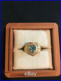 James Avery 14 K Heart Ring With Blue Topaz Heart Shape