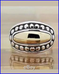 James Avery 14 Kt Gold Sterling Silver Oval Dome Beaded Ring Size 8 8 Grams