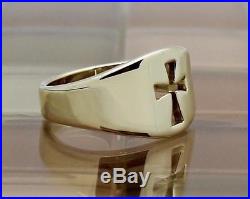 James Avery 14 Kt Gold Wide Crosslet Ring Size 9.5, 7.4 Grams RETAILS $760