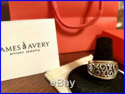 James Avery 14k /. 925 Scrolled FLEUR-De-Lis Ring SZ 8.5 Retail$525