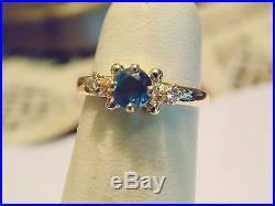 James Avery 14k Gold BLUE TOPAZ & Diamond Ring